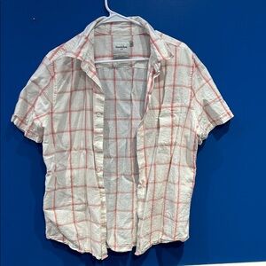 Goodfellow & Co Men's Casual White and Red Checkered Shirt